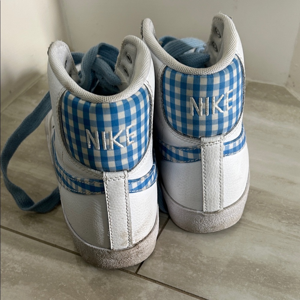 Nike Blazer Mid 77 women’s high tops blue gingham size 8.5 - Picture 5 of 7